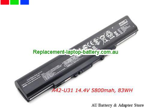 ASUS U31E Battery 5800mAh 14.4V Black Li-ion