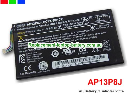 ACER Iconia Tab B1-720 Tablet Battery 2955mAh, 11.2Wh 3.8V Black Li-ion