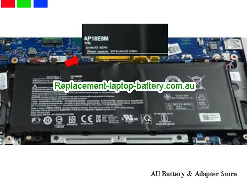 ACER ConceptD 5 Pro CN515-71P-744N Battery 3574mAh, 55.03Wh 15.4V Black Li-Polymer