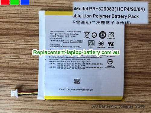 ACER B1-780 Tablet Battery 2780mAh, 10.28Wh  3.7V Black Li-Polymer