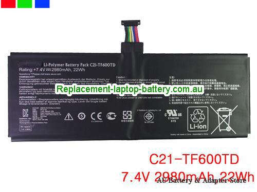 ASUS TF600TD Battery 2980mAh, 22Wh  7.4V Black Li-Polymer