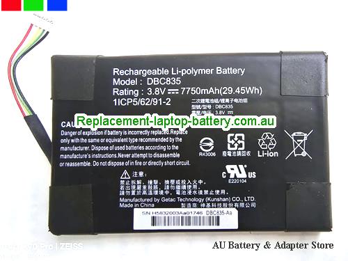 GETAC DBC835 Battery 7750mAh, 29.45Wh 3.8V Black Li-Polymer