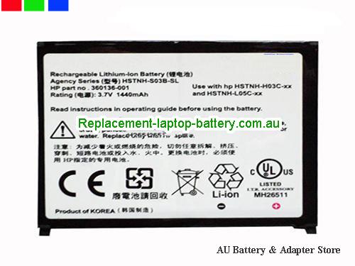 HP HSTNH-S03B-SL Battery 1440mAh 3.7V Black Li-Polymer