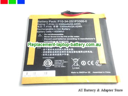 VIEWSONIC 10S Tab Battery 3300mAh, 24.42Wh  7.4V Black Li-Polymer