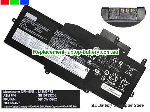 LENOVO ThinkPad X1 Nano Gen 1-20UN000RGE Battery 4170mAh, 48.2Wh 11.58V Black Li-Polymer
