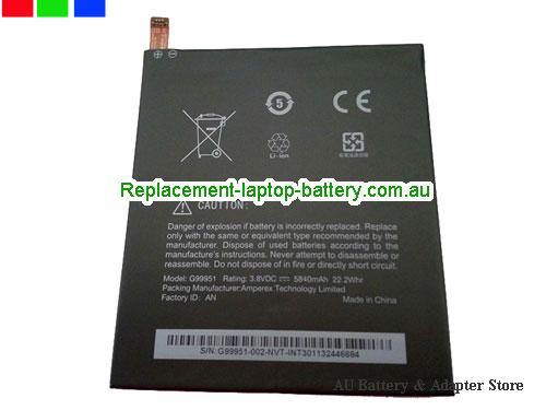 OTHER G99951 Battery 5840mAh, 22.2Wh 3.8V Black Li-Polymer