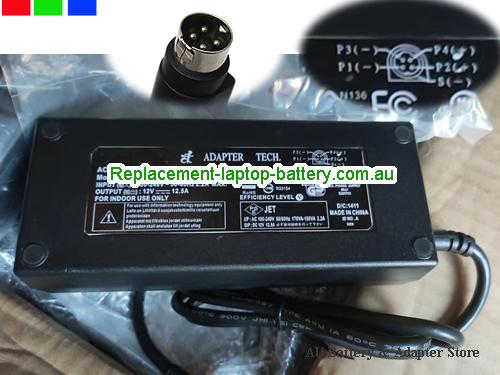 AU  Original Genuine Adapter Tech STD-12125 AC/DC Adapter 12v 12.5A 150W Power Supply 4 Pins