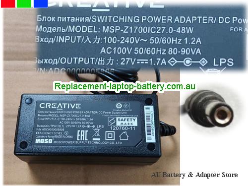  Genuine CREATIVE  27V 1.7A Laptop AC Adapter CREATIVE27V1.7A48W-5.5x2.1mm-B