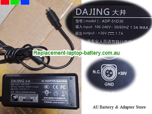 AU  Original Genuine DAJING ADP-51D30 Ac Adapter 30v 1.7A 51W for Printer
