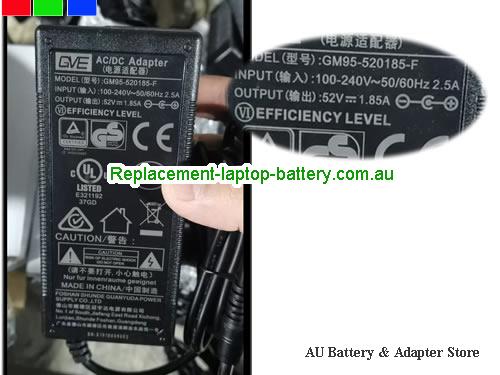  Genuine GVE  52V 1.85A Laptop AC Adapter GVE52V1.85A96.2W-5.5x2.5mm