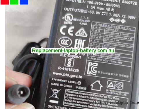  Original ADS-110DL-48N-1 530072E, HOIOTO ADS-110DL-48N-1 530072E ac adapter 53V 1.36A 72W