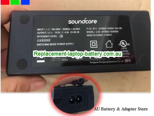 AU  Original Genuuine Soundcore DYS602-150400-18418D AC Adapter 15v 4A 60W Sound Power Supply  DYS602-150400