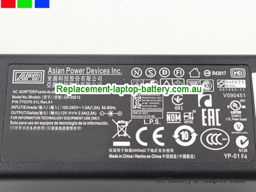  image 3 of  Original Genuine New ASIAN Power Devices APD DA-30E12 AC ADAPTER 