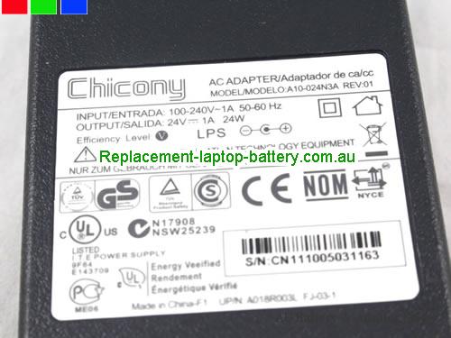 image 3 of  Original Genuine Chicony A10-024N3A 24V 1A AC Adapter 