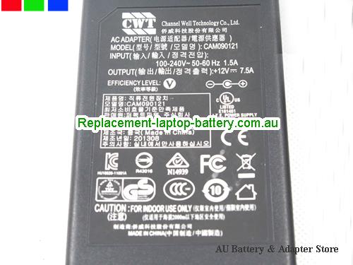  image 3 of  Original CWT Channel Well Technology Limited CAM090121 12V 7.5A 90W Power Charger 
