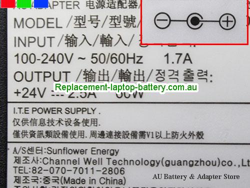  image 2 of  Original Genuine CWT KPL-060M-VI AC Adapter 24v 2.5A 60W Power Supply Lockable anti-dragging weak current metal head 