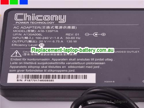  image 2 of  Original Genuine Chicony A16-135P1A Ac Power Supply A135A006L  Ac Adapter Charger 135W 
