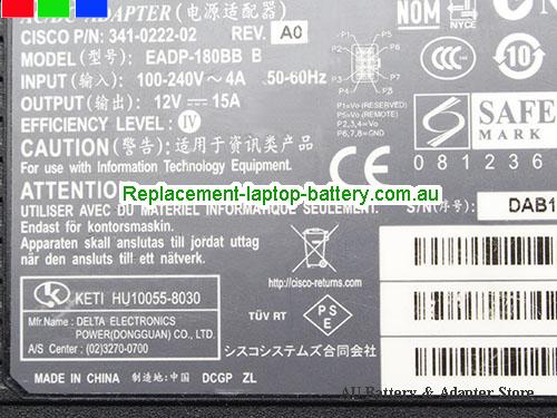 image 2 of  Original Genuine Delta 341-0222-02 AC Adapter EADP-180BB B Power Supply 12V 15A for Cisco UC520W UC520 
