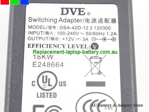  image 2 of  Original Genuine DVE DSA-36W-12 3 36 AC Adapter DSA-42D-12 12V 3A Power Supply 