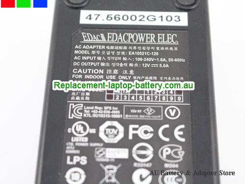  image 4 of  Original EDAC EA10521C-120 AC Adapter EDAC power ELEC 12V 5.0A 