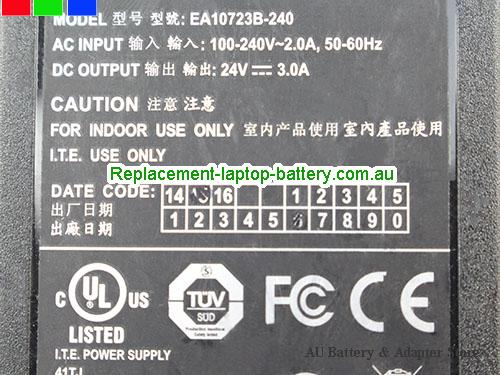  image 2 of  Original Genuine EDAC EA10723B-240 AC Adapter 24v 3.0A 72W Power Supply with 4 Pin 