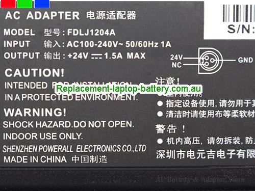  image 2 of  Original Genuine FDL FDLJ1204A AC Adapter 24v 1.5A Round with 3 Pin 36W Power Supply 