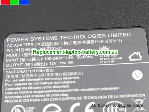  image 3 of  Original Power Systems Technologies Limited Adapter FA110LS1-00 341-0701-01 12V 9A 108W Power Charger 