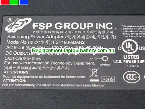  image 3 of  Original Genuine FSP FSP180-ABAN2 AC Adapter Big Tip with 1 Pin in Center 19V 9.47A 180W 