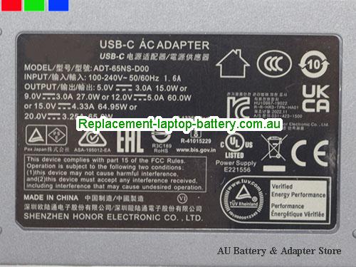  image 3 of  Original Genuine Hoioto ADT-65NS-D00 USB-C AC Adapter 20.0v 3.25A 65W Type C 
