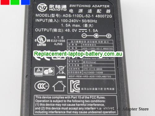  image 3 of  Original Genuine Hoioto ADS-110DL-52-1 480072G Switching Adapter 48.0v 1.5A 