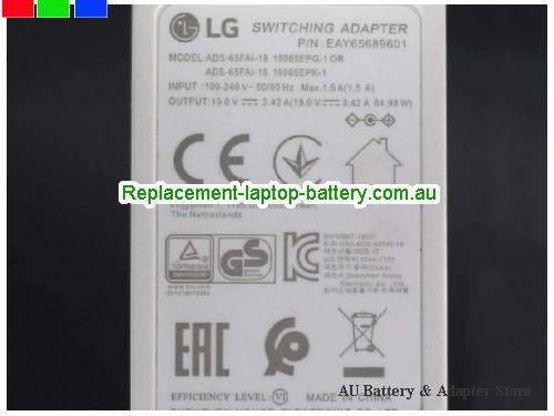  image 4 of  Original Genuine EU white LG ADS-65FAI-19 19065EPG-1 19v 3.42A Ac Adapter EAY65689601 