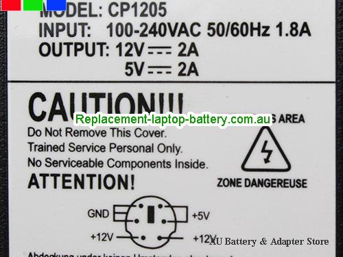  image 2 of  Original Genuine MaxinPower CP1205 AC Adapter 12v 2A 5V/2A Output Round with 7 Pin Tip 