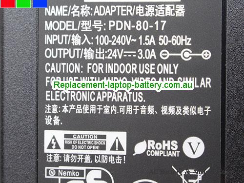  image 2 of  Original Genuine Meikai PDN-80-17 AC Adapter 24v 3.0A MDA038077 72W Power Supply 
