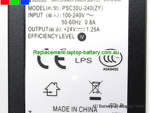  image 2 of  Original Genuine Phihong PSC30U-240(ZY) Switch Powr Supply 24v 1.25A Ac Adapter Round with 3 Pin 