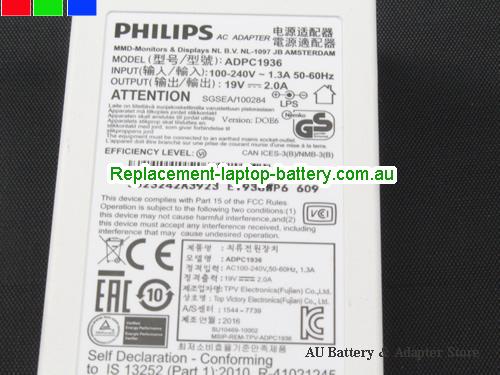  image 3 of  Original Genuine Philips ADPC1936 Ac Adapter for LCD LED Monitor 19v 2.0A White 