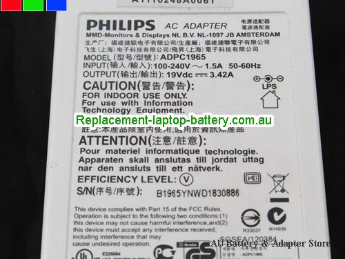  image 3 of  Original New Genuine Philips 247E4QSD 247E4QHSD LCD Monitor Adapter 19V 3.42A 65W 