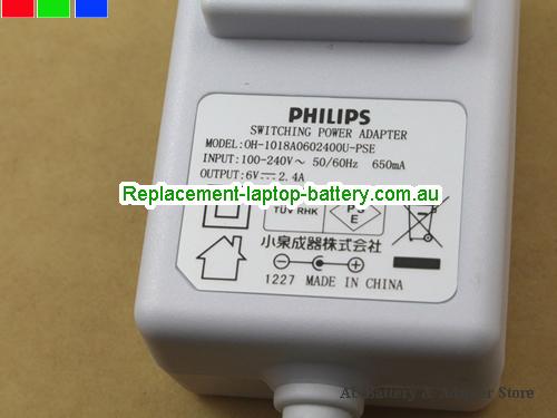  image 3 of  Original Genuine White PHILIPS OH-1018A0602400U-PSE ac adapter 6V 2.4A US Style Power Charger 