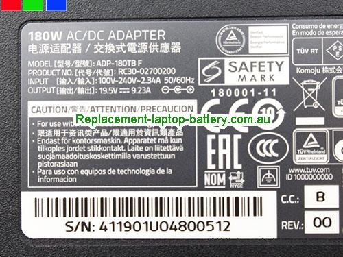  image 2 of  Original Genuine Razer ADP-180TB F Ac Adapter Rc30-02700200 Power Supply 19.5v 9.23A 180W 