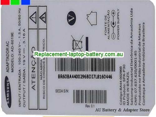  image 2 of  Original Genuine Samsung AD-6019A Ac Adapter AD-6019E 19v 3.16A Small Tip Power Supply 