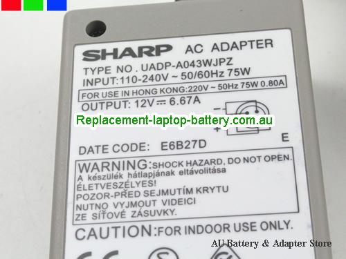  image 3 of  Original Genuine Sharp E6B27D ac adapter UADP-A043WJPZ 12v 6.67A 4 Pin Grey Power Supply 