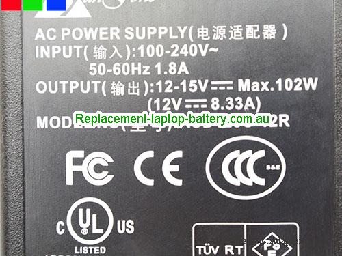  image 2 of  Original Genuine Sun Fone ACD120C-12R AC Power Supply 12v 8.33A Round with 4 Pin 