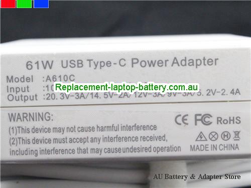  image 2 of Universal A610C Ac Adapter 20.3V-3A/14.5V-2A/12V-3A/9V-3A/5.2V-2.4A type C 